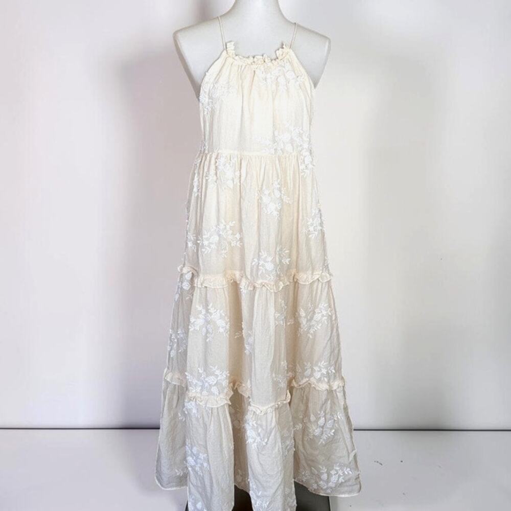Keepsake the Label Cream Embroidered Cotton Maxi Dress Small